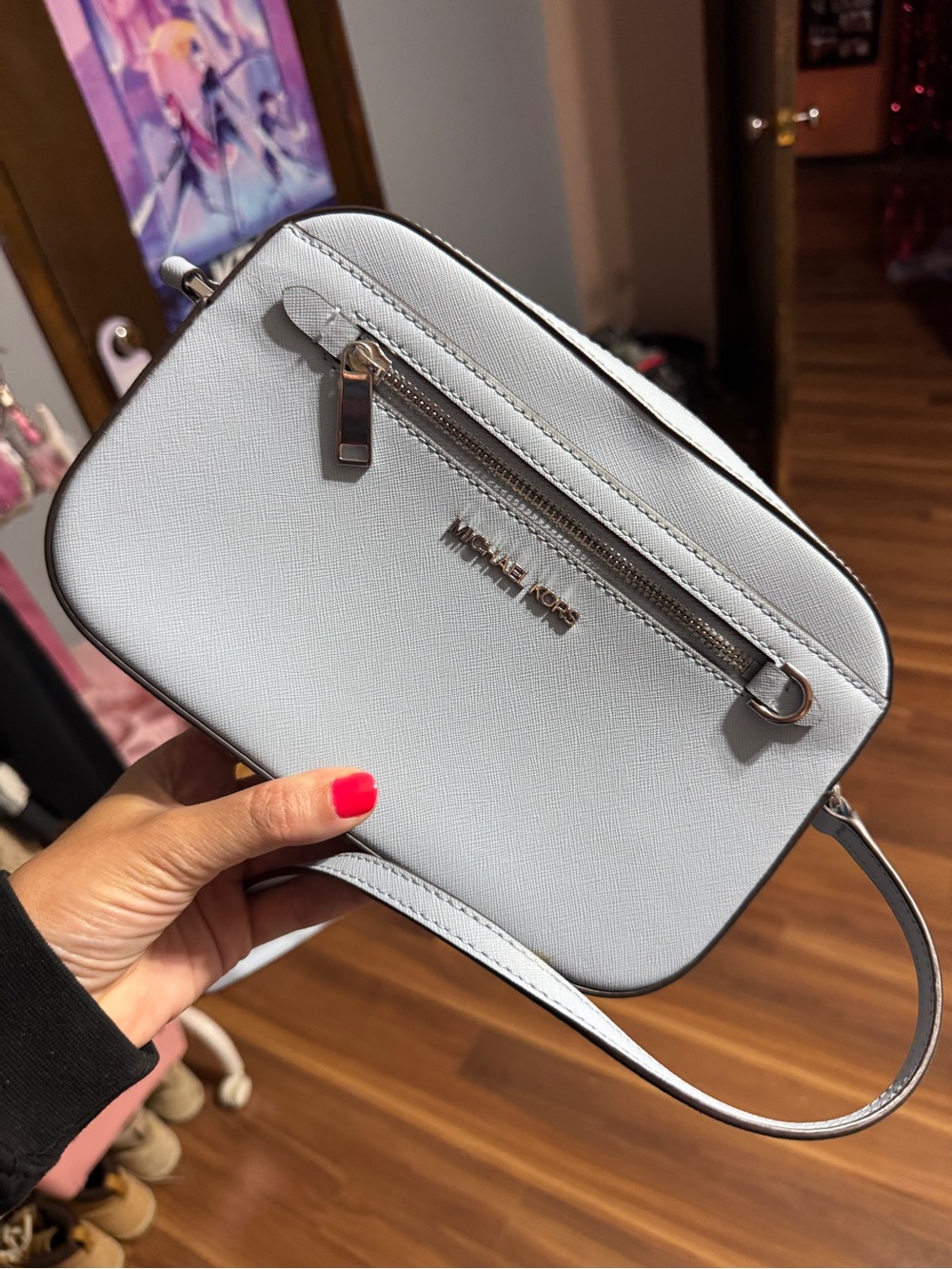 Michael Kors Greyish/Light Blue Saffiano Crossbody